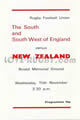 South and South-West Counties v New Zealand 1978 rugby  Programmes